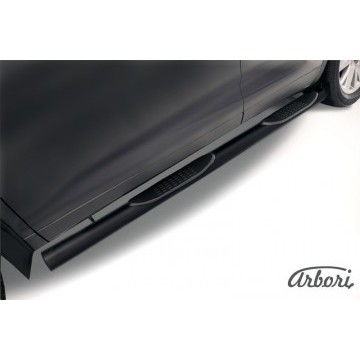 Защита порогов d76 с проступями Arbori черн. для TOYOTA Highlander 2014-2016