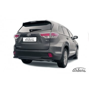 Защита заднего бампера d57+d42 двойная радиусная Arbori черн. для TOYOTA Highlander 2014-2016