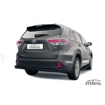 Защита заднего бампера d57+d42 двойная длинная Arbori черн. для TOYOTA Highlander 2014-2016