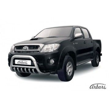 Кенгурятник d76 низкий с защитой картера  Arbori нерж. сталь для Toyota HILUX 2004-2011