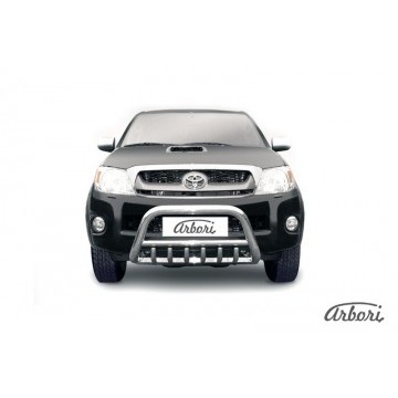 Кенгурятник d57 низкий с защитой картера Arbori нерж. сталь для Toyota HILUX 2004-2011