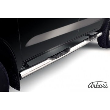 Защита порогов d76 с проступями Arbori нерж. сталь для Toyota HILUX 2004-2011