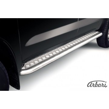 Защита порогов d57 с листом Arbori нерж. сталь для Toyota HILUX 2004-2011