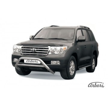 Кенгурятник d76 низкий широкий с перемычкой Arbori нерж. сталь для Toyota LC200 2007-2012