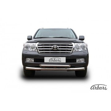 Защита переднего бампера d76+d57 двойная Arbori нерж. сталь для Toyota LC200 2007-2012