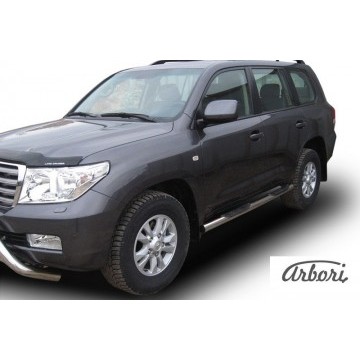 Защита порогов d76 с проступями Arbori нерж. сталь для Toyota LC200 2007-2012
