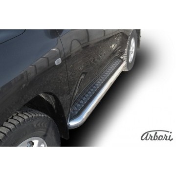 Защита порогов d76 с листом Arbori нерж. сталь для Toyota LC200 2007-2012