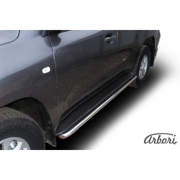 Защита штатного порога d42 Arbori нерж. сталь для Toyota LC200 2007-2012