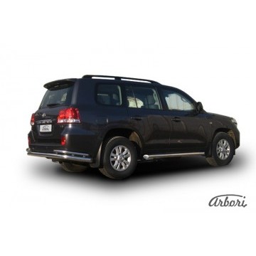 Защита заднего бампера d76+d42 двойная Arbori нерж. сталь для Toyota LC200 2007-2012
