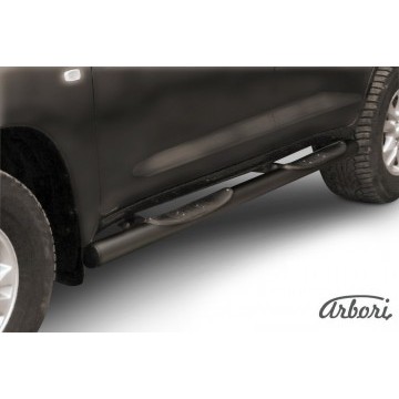 Защита порогов d76 с проступями Arbori черн. для Toyota LC200 2007-2012