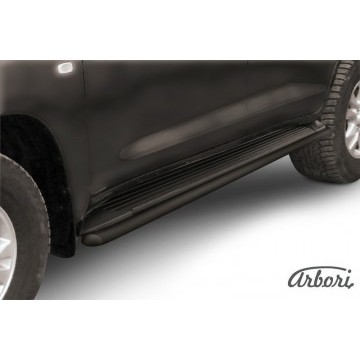Защита штатного порога d42 Arbori черн. для Toyota LC200 2007-2012