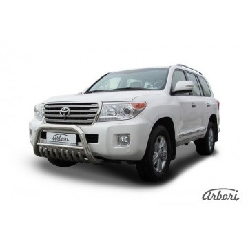 Кенгурятник d76 низкий с ЗК Arbori нерж. сталь для Toyota LC200 2012-2013