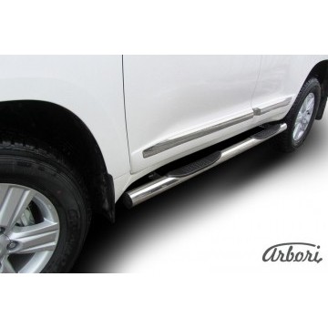 Защита порогов d76 с проступями Arbori нерж. сталь для Toyota LC200 2012-2013