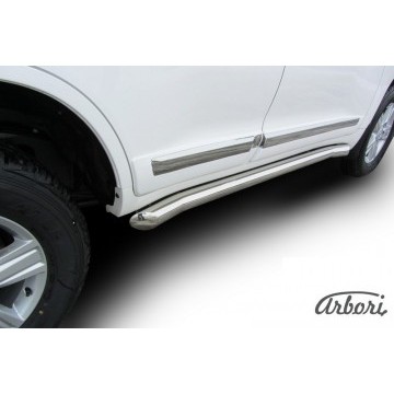 Защита порогов d76 с гибами Arbori нерж. сталь для Toyota LC200 2012-2013