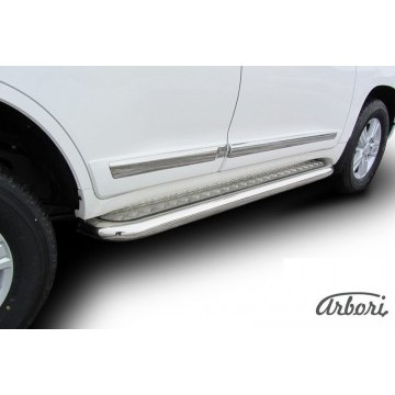 Защита порогов d76 с листом Arbori нерж. сталь для Toyota LC200 2012-2013
