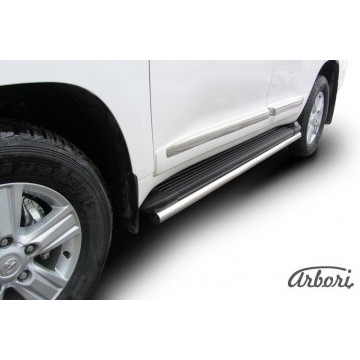 Защита штатного порога d57 Arbori нерж. сталь для Toyota LC200 2012-2013