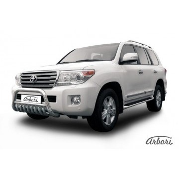 Кенгурятник d76 низкий с ЗК Arbori нерж. сталь для Toyota LC200 2013-2015