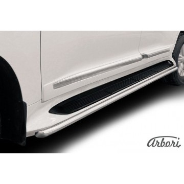 Защита штатного порога d42 Arbori нерж. сталь для Toyota LC200 2013-2015