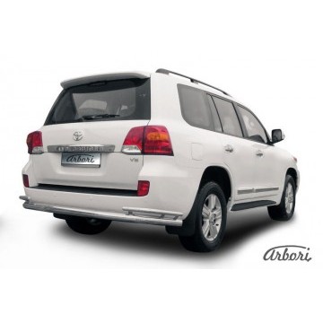 Защита заднего бампера d76+d42 двойная Arbori нерж. сталь для Toyota LC200 2013-2015