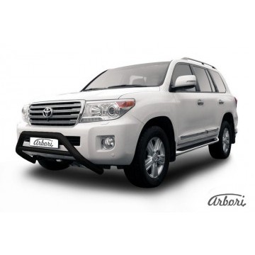 Кенгурятник d76 низкий широкий с перемычкой Arbori черн. для Toyota LC200 2013-2015