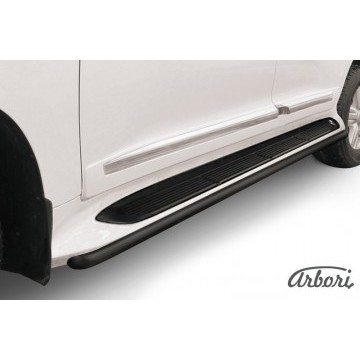 Защита штатного порога d42 Arbori черн. для Toyota LC200 2013-2015