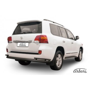 Защита заднего бампера d76+d42 двойная Arbori черн. для Toyota LC200 2013-2015