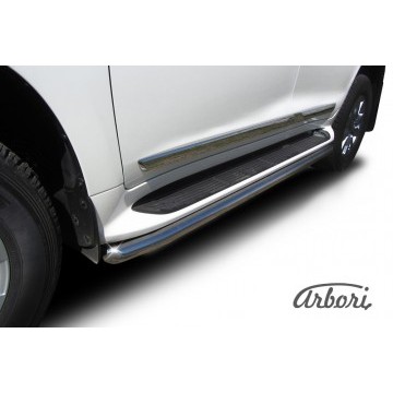 Защита штатного порога d57 Arbori нерж. сталь для Toyota LC200 2015-нв