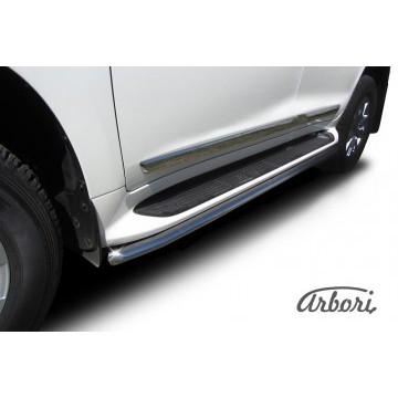 Защита штатного порога d42 Arbori нерж. сталь для Toyota LC200 2015-нв