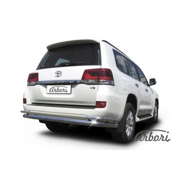 Защита заднего бампера d76+d42 двойная Arbori нерж. сталь для Toyota LC200 2015-нв