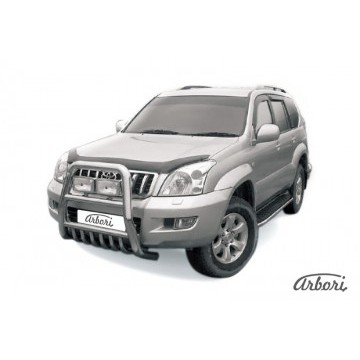 Кенгурятник d76 высокий с защитой картера Arbori нерж. сталь для Toyota LC Prado 2003-2009