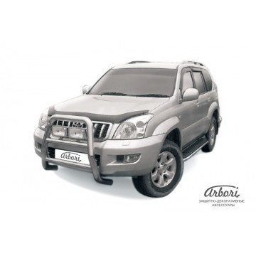 Кенгурятник d76 высокий Arbori нерж. сталь для Toyota LC Prado 2003-2009