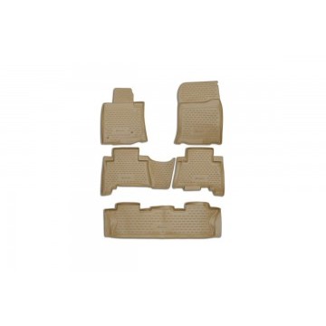 Коврики в салон TOYOTA Land Cruiser Prado 12/2009-2013, 5 шт., 7 мест. (полиуретан, бежевые)