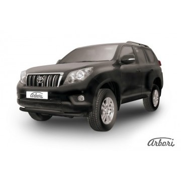 Защита переднего бампера d76+d57 двойная Arbori черн. для Toyota LC Prado 2010-2013