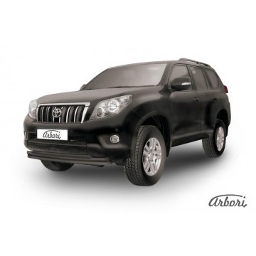 Защита переднего бампера d57+d57+d42 тройная радиусная Arbori черн. для Toyota LC Prado 2010-2013