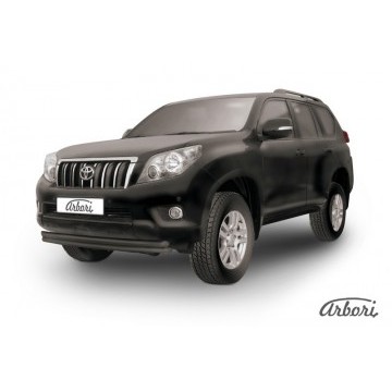 Защита переднего бампера d57+d57 двойная радиусная Arbori черн. для Toyota LC Prado 2010-2013