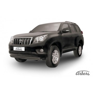 Защита переднего бампера d57+d57 двойная  Arbori черн. для Toyota LC Prado 2010-2013