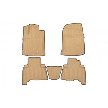 Коврики KVEST 3D в салон TOYOTA LC-150 Prado, 2013->, 5 шт. (полистар, бежевый, черный)