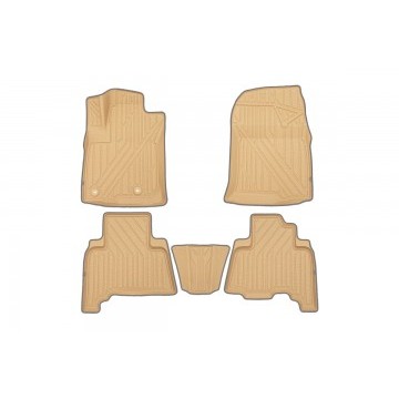 Коврики KVEST 3D в салон TOYOTA LC-150 Prado, 2013->, 5 шт. (полистар, бежевый, серый)
