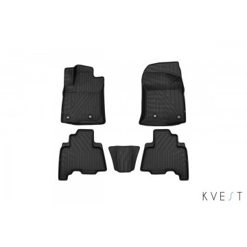 Коврики KVEST 3D в салон TOYOTA LC-150 Prado, 2013->, 5 шт. (полистар, серый, серый)