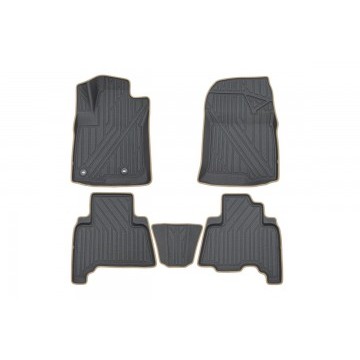Коврики KVEST 3D в салон TOYOTA LC-150 Prado, 2013->, 5 шт. (полистар, серый, бежевый)