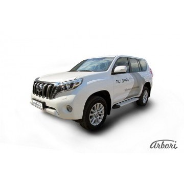 Комплект алюминиевых порогов Arbori Optima Silver 1600 для TOYOTA Land Cruiser Prado 2014-2017