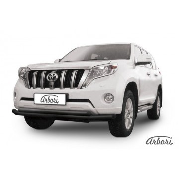 Защита переднего бампера d76+d57 двойная Arbori черн. для TOYOTA Land Cruiser Prado 2014-2017