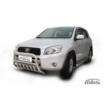 Кенгурятник d57 низкий c защитой картера Arbori нерж. сталь для Toyota RAV4 2006-2010