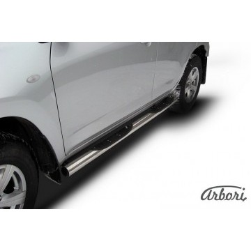 Защита порогов d76 с проступями Arbori нерж. сталь для Toyota RAV4 2006-2010