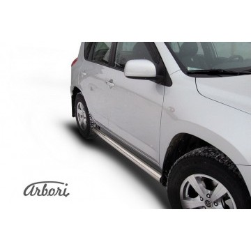 Защита порогов d76 труба Arbori нерж. сталь для Toyota RAV4 2006-2010