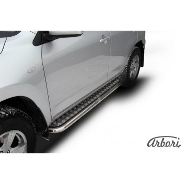 Защита порогов d57 с листом Arbori нерж. сталь для Toyota RAV4 2006-2010