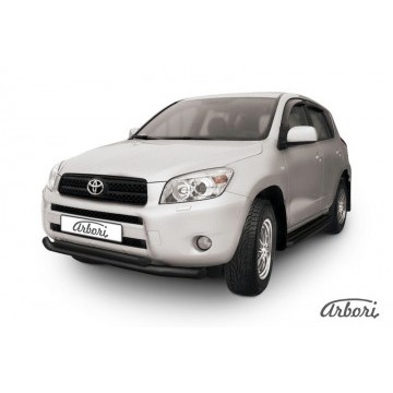 Защита переднего бампера d76+d57 двойная Arbori черн. для Toyota RAV4 2006-2010