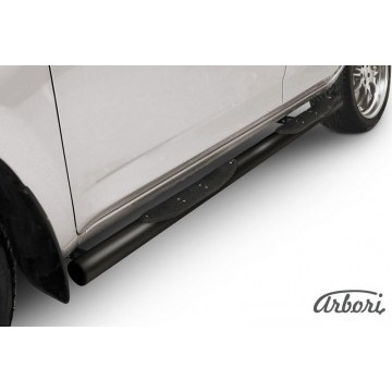Защита порогов d76 с проступями Arbori черн. для Toyota RAV4 2006-2010