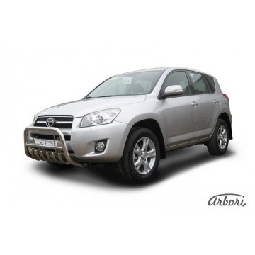 Кенгурятник d57 низкий c защитой картера Arbori нерж. сталь для Toyota RAV4 2009-2014