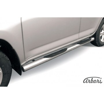 Защита порогов d76 с проступями Arbori нерж. сталь для Toyota RAV4 2009-2014